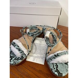 NEW‎ The Drop Samantha Teal Aqua Snake Ankle Wrap Gladiator Open Toe Sandals 6.5